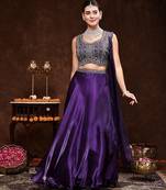 Embellished Mirror Work Ready To Wear Lehenga & Blouse With Dupatta Free Size Upto 42