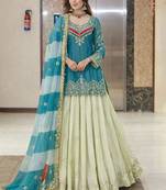 Embroidered Ready To Wear Lehenga & Blouse With Dupatta Free Size Upto 42
