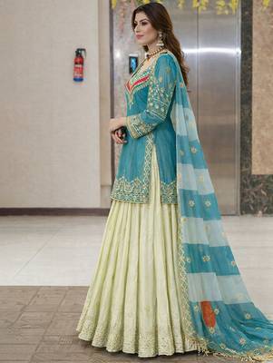 Embroidered Ready To Wear Lehenga & Blouse With Dupatta Free Size Upto 42 3