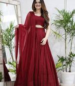 Embroidered Sequinned Semi-Stitched Lehenga & Unstitched Choli With Dupatta Free Size Upto 42