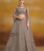 Embroidered Sequinned Semi-Stitched Lehenga & Unstitched Blouse With Dupatta Free Size Upto 42