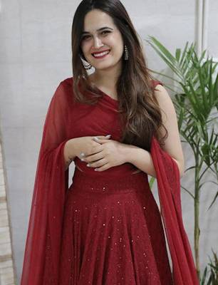 Embroidered Sequinned Semi-Stitched Lehenga & Unstitched Choli With Dupatta Free Size Upto 42 2