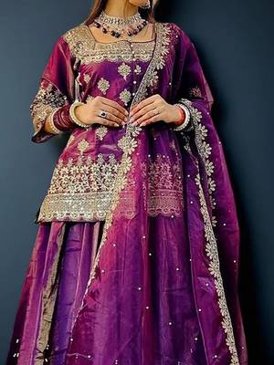 Embroidered Ready To Wear Lehenga & Blouse With Dupatta Free Size Upto 42 2