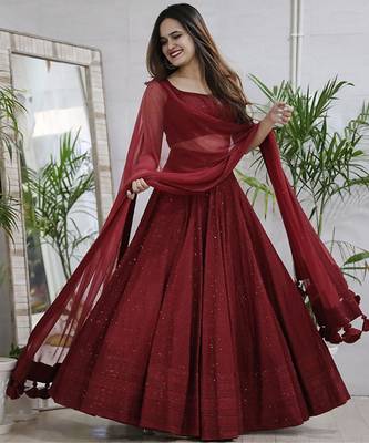 Embroidered Sequinned Semi-Stitched Lehenga & Unstitched Choli With Dupatta Free Size Upto 42 3