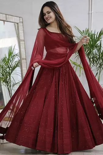 Embroidered Sequinned Semi-Stitched Lehenga & Unstitched Choli With Dupatta Free Size Upto 42