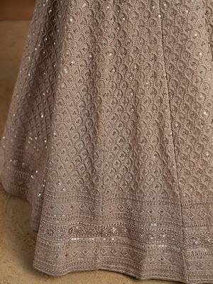 Embroidered Sequinned Semi-Stitched Lehenga & Unstitched Blouse With Dupatta Free Size Upto 42 3