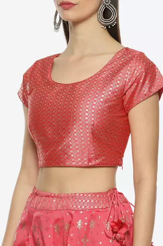 Printed Ready To Wear Lehenga & Blouse With Dupatta Free Size Upto 42
