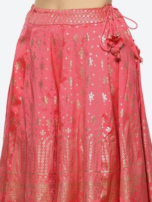 Printed Ready To Wear Lehenga & Blouse With Dupatta Free Size Upto 42 3