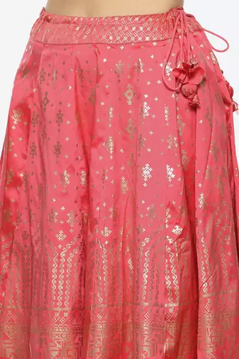 Printed Ready To Wear Lehenga & Blouse With Dupatta Free Size Upto 42