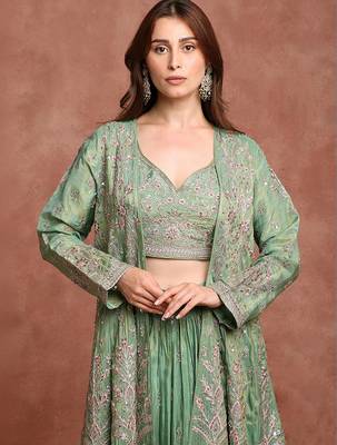 Embellished Ready To Wear Lehenga & Blouse With Dupatta Free Size Upto 42 4