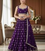 Women Embroidered Sequinned Semi-Stitched Lehenga & Unstitched Blouse With Dupatta Free Size Upto 42