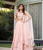 Embroidered Thread Work Ready To Wear Lehenga & Blouse With Dupatta Free Size Upto 42