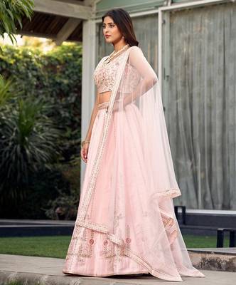Embroidered Thread Work Ready To Wear Lehenga & Blouse With Dupatta Free Size Upto 42 4
