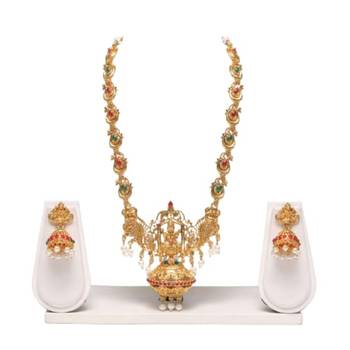 Golden long haram temple jewellery set 2