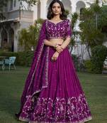 Embroidered Ready To Wear Lehenga & Unstitched Blouse With Dupatta Free Size Upto 42