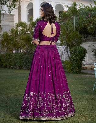 Embroidered Ready To Wear Lehenga & Unstitched Blouse With Dupatta Free Size Upto 42 3