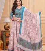 Printed Block Print Ready To Wear Lehenga & Blouse With Dupatta Free Size Upto 42