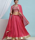 Embroidered V-Neck Ready To Wear Lehenga & Blouse With Dupatta Free Size Upto 42