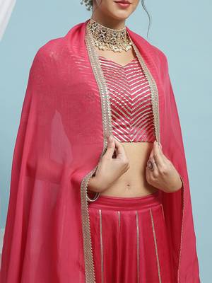 Embroidered V-Neck Ready To Wear Lehenga & Blouse With Dupatta Free Size Upto 42 2