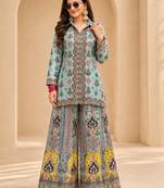 Pure chinon silk digital print co-ord set with mirror & stone work     ready to wear designer coord set