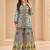 Pure chinon silk digital print co-ord set with mirror & stone work – ready to wear designer coord set