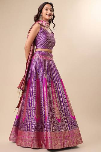 Ready To Wear Lehenga & Unstitched Blouse With Dupatta Free Size Upto 42