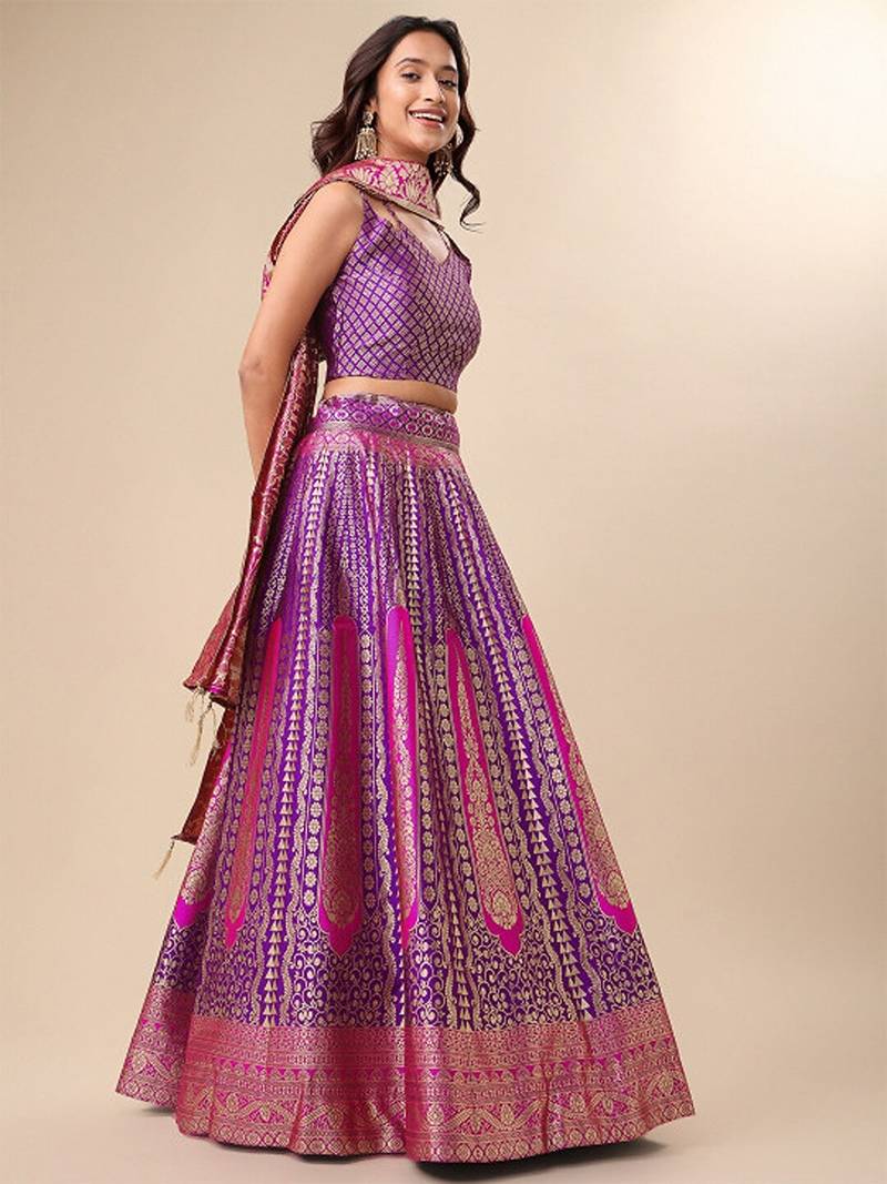Ready To Wear Lehenga & Unstitched Blouse With Dupatta Free Size Upto 42