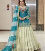 Embroidered Semi-Stitched Lehenga & Blouse With Dupatta Free Size Upto 42
