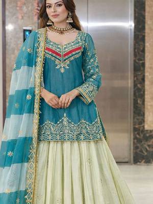 Embroidered Semi-Stitched Lehenga & Blouse With Dupatta Free Size Upto 42 2