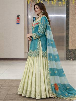 Embroidered Semi-Stitched Lehenga & Blouse With Dupatta Free Size Upto 42 3