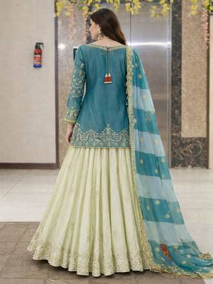 Embroidered Semi-Stitched Lehenga & Blouse With Dupatta Free Size Upto 42 4