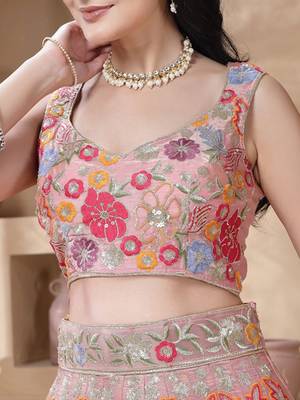 Embellished Sequinned Semi-Stitched Lehenga & Unstitched Blouse With Dupatta Free Size Upto 42 2