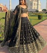 Embellished Sequinned Ready To Wear Lehenga & Blouse With Dupatta Free Size Upto 42