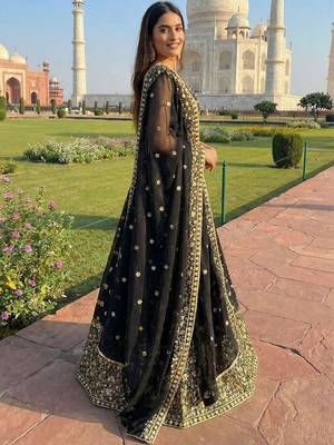 Embellished Sequinned Ready To Wear Lehenga & Blouse With Dupatta Free Size Upto 42 3