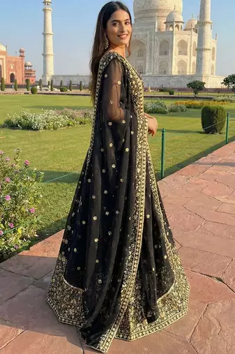 Embellished Sequinned Ready To Wear Lehenga & Blouse With Dupatta Free Size Upto 42