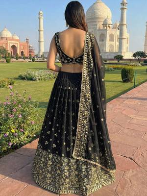 Embellished Sequinned Ready To Wear Lehenga & Blouse With Dupatta Free Size Upto 42 4