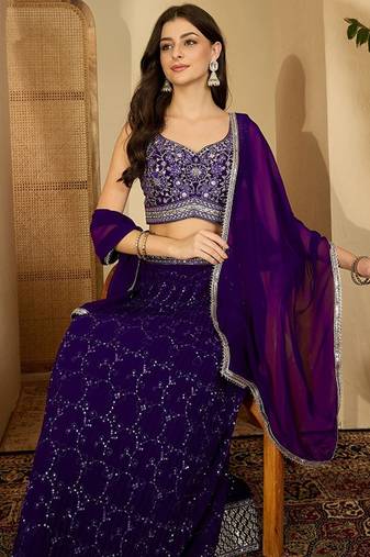 Embroidered Ready To Wear Lehenga & Blouse With Dupatta Free Size Upto 42