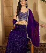 Embroidered Ready To Wear Lehenga & Blouse With Dupatta Free Size Upto 42