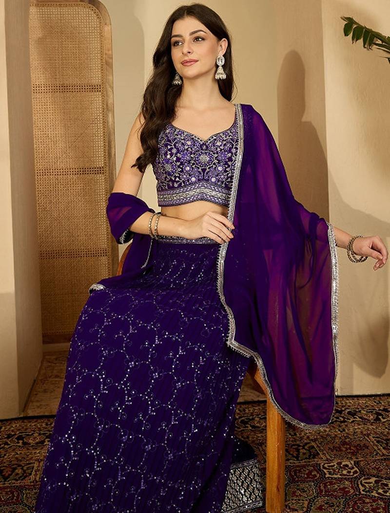 Embroidered Ready To Wear Lehenga & Blouse With Dupatta Free Size Upto 42