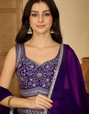 Embroidered Ready To Wear Lehenga & Blouse With Dupatta Free Size Upto 42 2