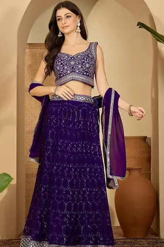 Embroidered Ready To Wear Lehenga & Blouse With Dupatta Free Size Upto 42