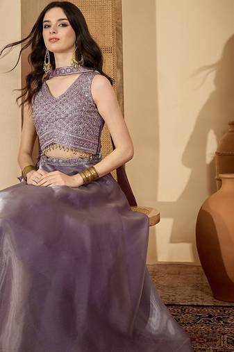 Embroidered Ready To Wear Lehenga & Blouse With Dupatta Free Size Upto 42