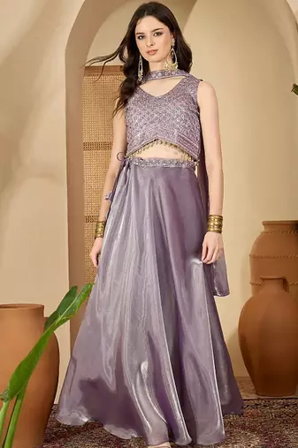 Embroidered Ready To Wear Lehenga & Blouse With Dupatta Free Size Upto 42