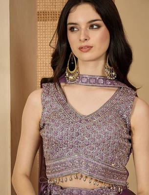 Embroidered Ready To Wear Lehenga & Blouse With Dupatta Free Size Upto 42 3