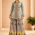Pure chinon silk digital print co-ord set with mirror & stone work – ready to wear designer coord set