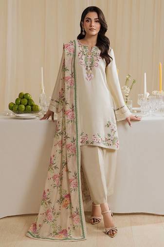 Designer crepe farshi salwar kameez with printed dupatta – party wear suit