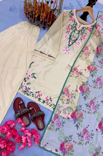  crepe farshi salwar kameez with printed dupatta party wear suit