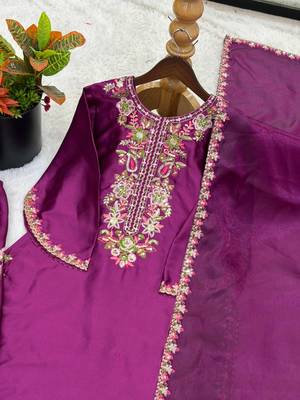 French crepe farshi salwar kameez with embroidery & silk dupatta   ready to wear 3
