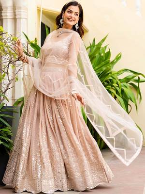 Embroidered  Round Neck Flared Lehenga Choli Free Size Upto 42 2