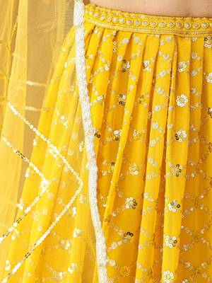 Embroidered Sequinned Ready To Wear Lehenga & Blouse With Dupatta Free Size Upto 42 2